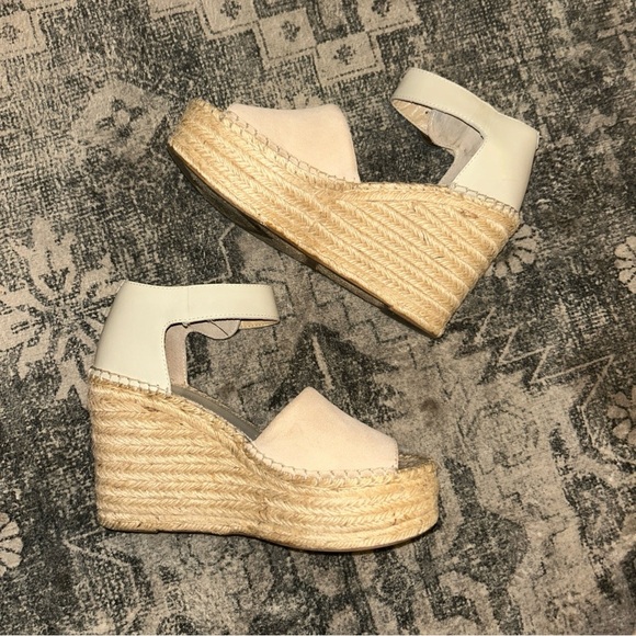 Marc Fisher Cream Espadrille Sandals with Ankle Strap - Picture 5 of 6